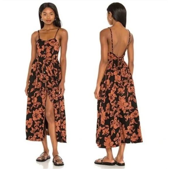 FREE PEOPLE Terracotta Linen Perfect Sundress Dark Combo Women's Size Small - Picture 10 of 10